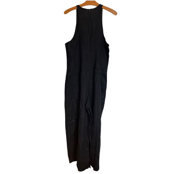 NWT Madewell Seamed Wide Leg Jumpsuit 100% Linen True Black Romper Lagenlook 12 - Picture 3 of 15